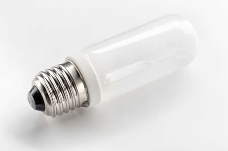 Halogen light bulb e27 on a white bckgroundの写真素材