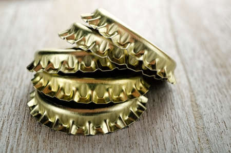 Crown corks of beer bottle close-upの写真素材