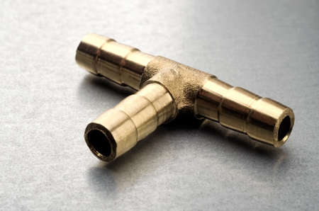 Sanitary brass tee adapter closeup