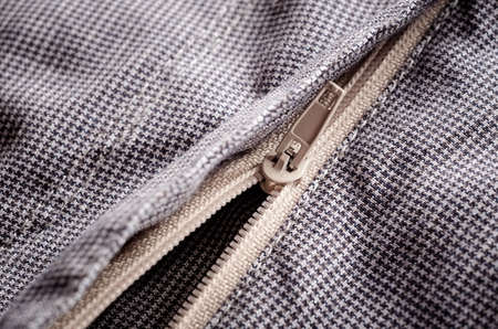 Closeup zipper on cotton textile pantsの写真素材