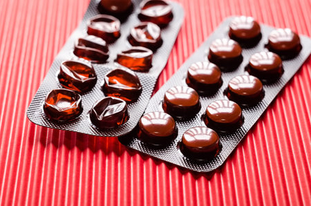 Empty used blisters pack of pillsの写真素材