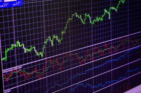 stock market graph on screen displayの写真素材