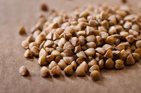 Brown buckwheat groats heap closeupの写真素材