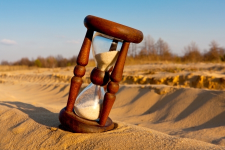 hourglass in desertの写真素材