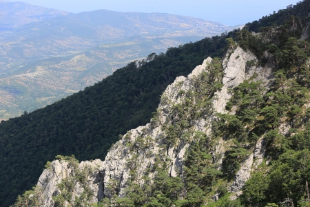 Scene with rocks in mountain valleyの写真素材