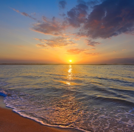 Nice sunset scene on seaの写真素材