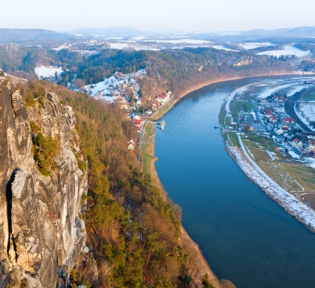 view on Elbe river from Saxony Mountains の写真素材