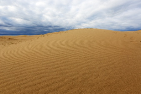 Scene in sand desert before thunderstormの写真素材