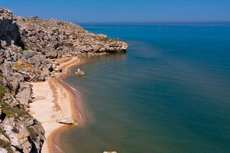 nice bay on rocky sea coastの写真素材