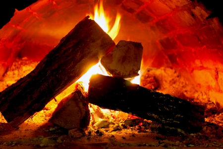 Hot fire in ovenの写真素材
