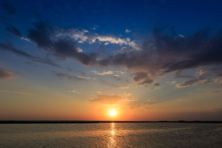 Nice sunset scene over likeの写真素材