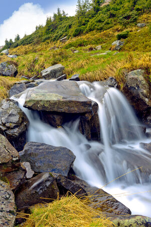 Nice waterfall in Carpathian mountains, Ukraineの写真素材