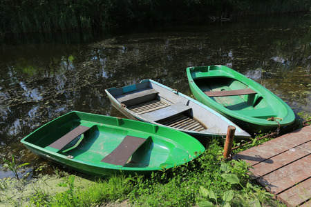 Boats on moorage at summer time 
の写真素材