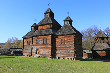 old wooden church in open-air museum Pirogovo. Kiev, Ukraine

の写真素材