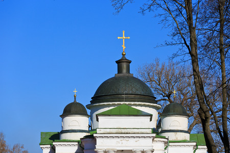 Georgievskaya Church cupola on blue sky, Ukraineの写真素材