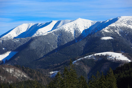 Winter mountain scene in Slovakia, Dononvaly Snow parkの写真素材