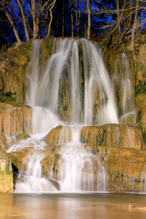 Night scene with waterfall.Take it in Luchky, Slovakiaの写真素材