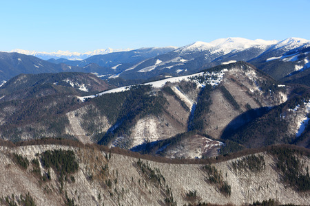 winter scene in Donovaly ski resort, Slovakiaの写真素材