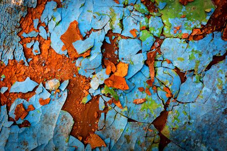 Old surface with cracked paint - abstract backgroundの写真素材