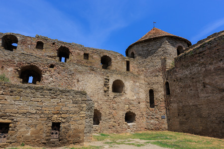 Old wall and tower of Belgorod-Dnestrovsky castleの写真素材