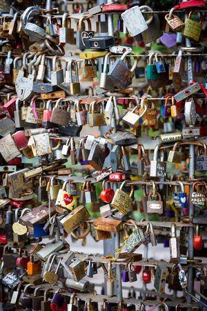 Love locks on dedicated place in Odessa City, Ukraineのeditorial素材