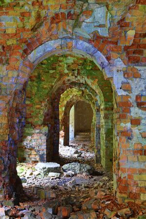 Ruins of old abandoned Tarakanivsky fort in Ukraineの写真素材