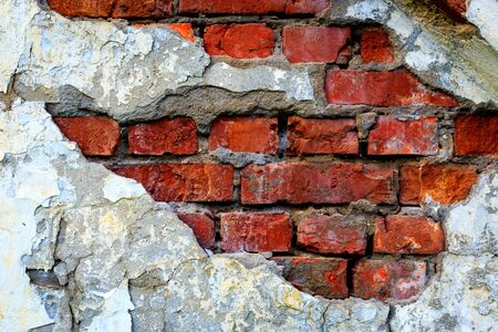 red brickwork background of old wallの写真素材
