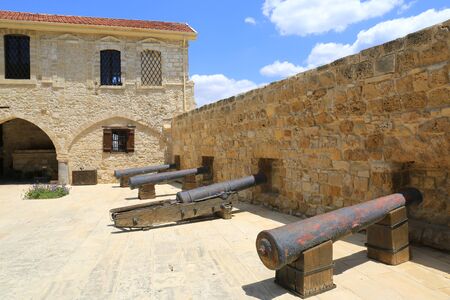 Old guns in Larnaka Medieval Castle in Cyprusのeditorial素材
