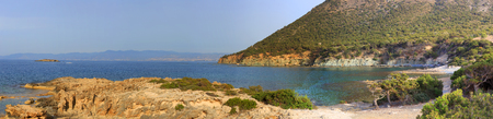summer scene with rocky sea shore on Akamas, Cyprusの写真素材