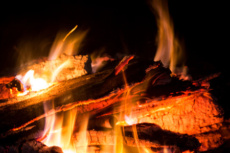 hot flame of fire in darknessの写真素材