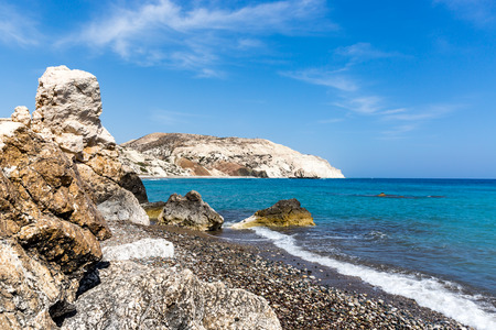 nice sea landscape with rocky shore, Cyprusの写真素材