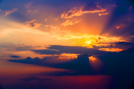Nice sunset in evening skyの写真素材
