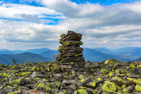 stone pile on mountain top in Carpathiansの写真素材