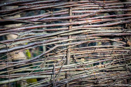 wattle wooden fence - abstract natural backgroundの写真素材