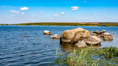 Nice summer landscape on river, Ukraineの写真素材