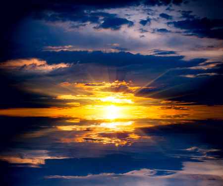 nice sunset over water surfaceの写真素材