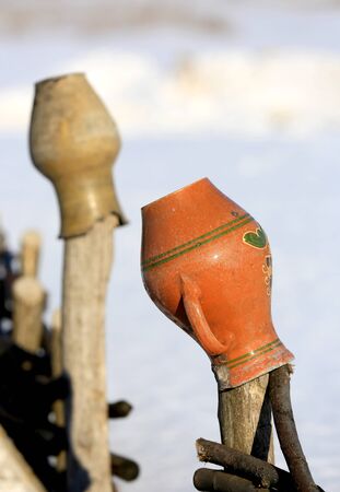 traditional ukrainian clay jugsの写真素材