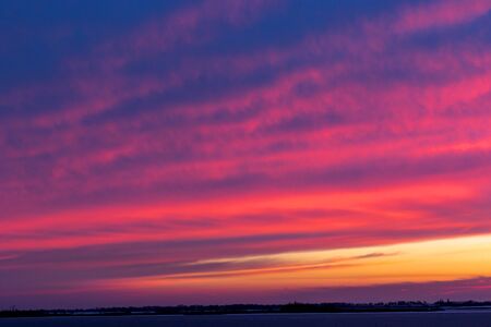Landscape with nice evening sunset skyの写真素材
