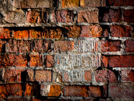 old wall with aged brickwork abstract backgroundの写真素材