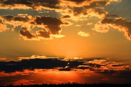 Nice view on sunset skyの写真素材