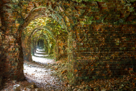 Ruins of old abandoned Tarakanivsky fort in Ukraineの写真素材