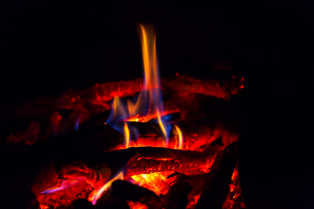 abstract hot embers in darknessの写真素材