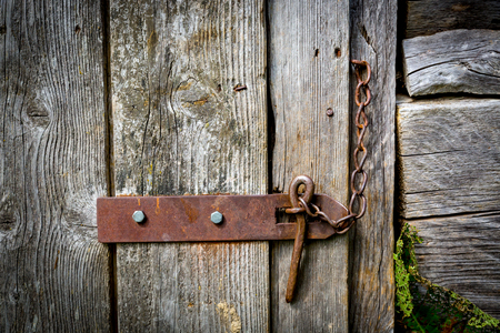 latch on old wooden doorの写真素材