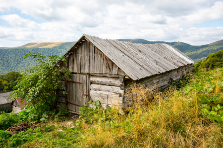 wooden house in Carpahians, Ukraineの写真素材