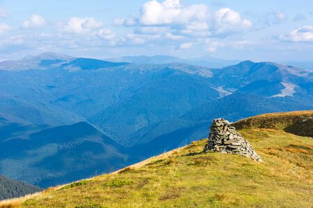 landscape with pile of stones on mountain top, Carpathiansの写真素材