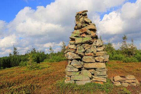 stone pyramid on mountain top in Carpathiansの写真素材