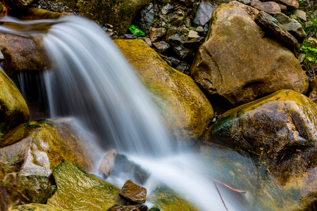nice waterfall on river in Carpathiansの写真素材