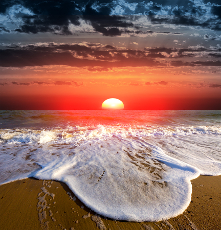 Sunset landscape over sea shoreの写真素材