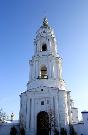Bell tower in Exaltation of the Cross Monastery. Ukraine, Poltava Cityの写真素材