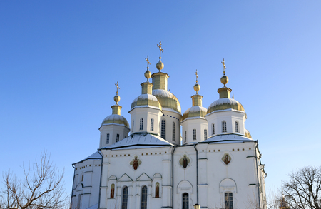 Trinity Church Exaltation of the Cross Monastery. Ukraine, Poltavaの写真素材